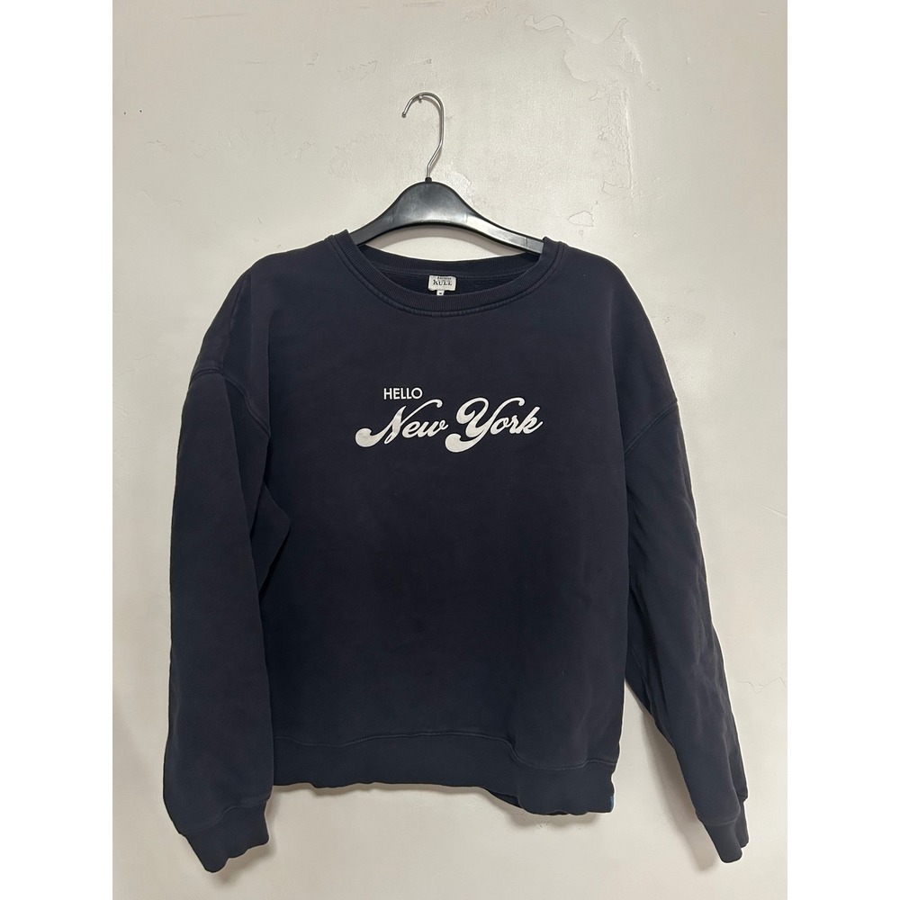 Kule Hello New York Organic Cotton Crewneck Sweatshirt Navy Blue Medium